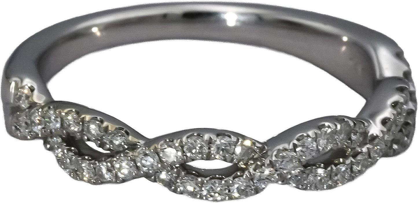 14k White Gold VS Round Diamond The Leo Legacy Twist Band Ring 0.50CT Size 6.75