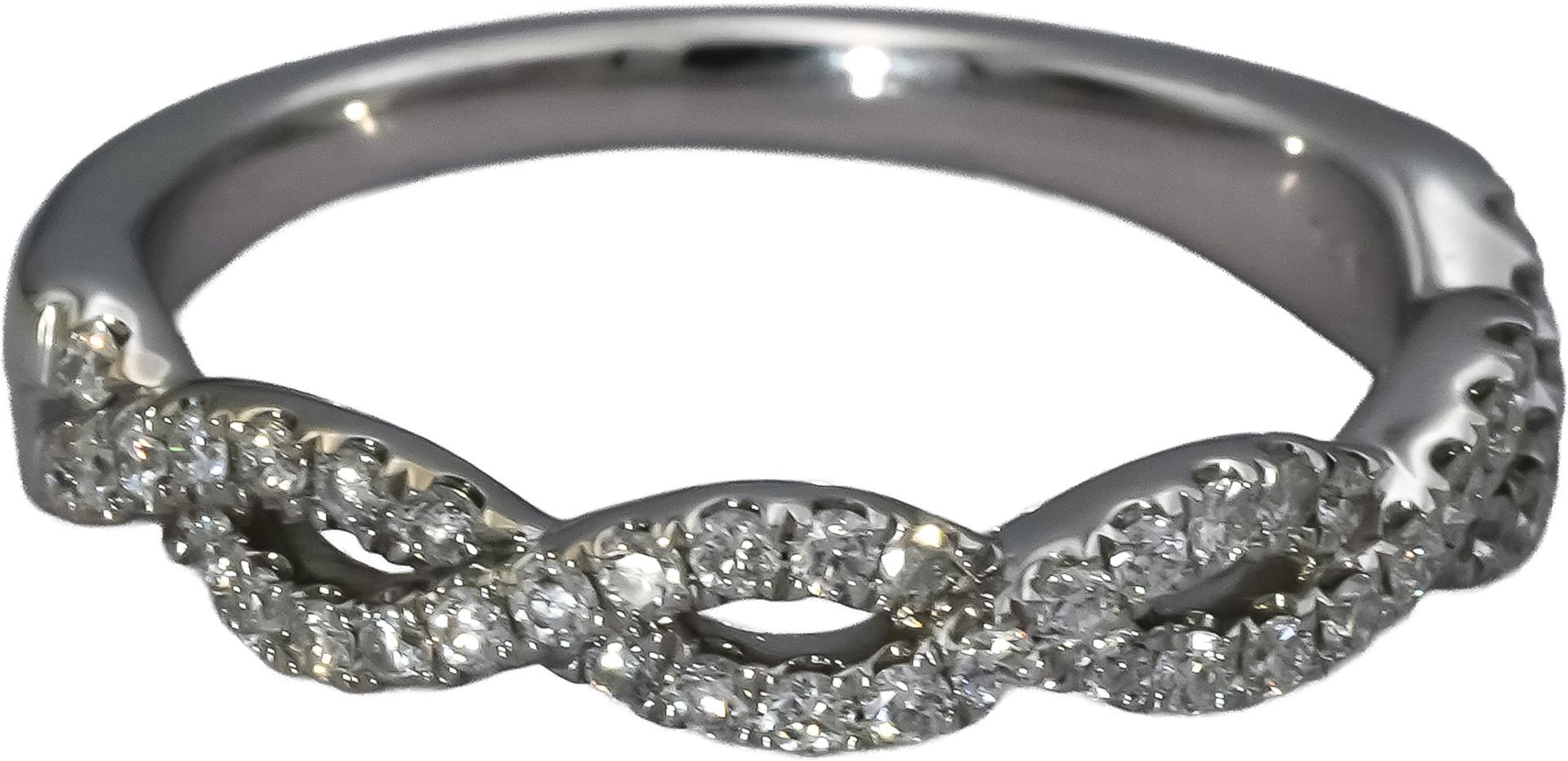 14k White Gold VS Round Diamond The Leo Legacy Twist Band Ring 0.50CT Size 6.75