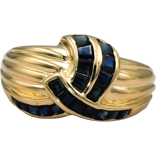 14k Yellow Gold Square Channel Set Sapphire Ring 0.50CT Size 7.5
