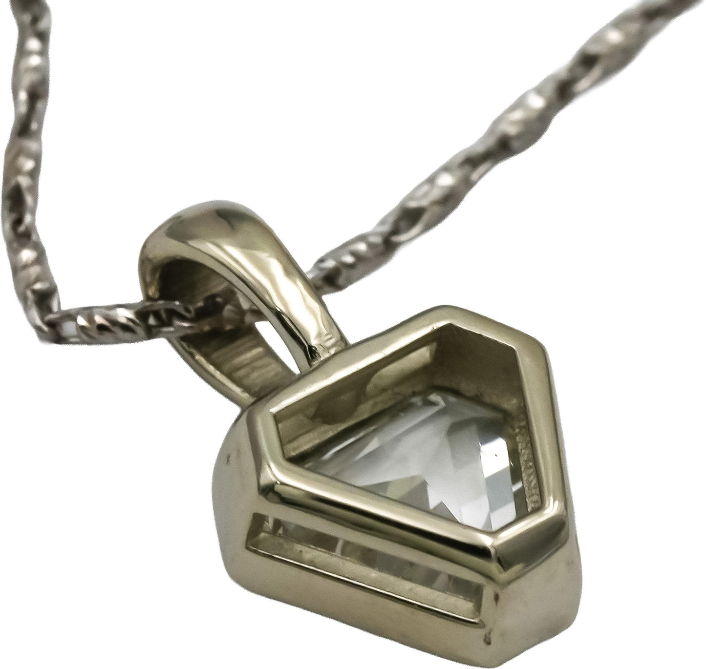 GIA Certified 14k White Gold SI1/H Step Trillion Diamond Pendant Necklace 1.01CT