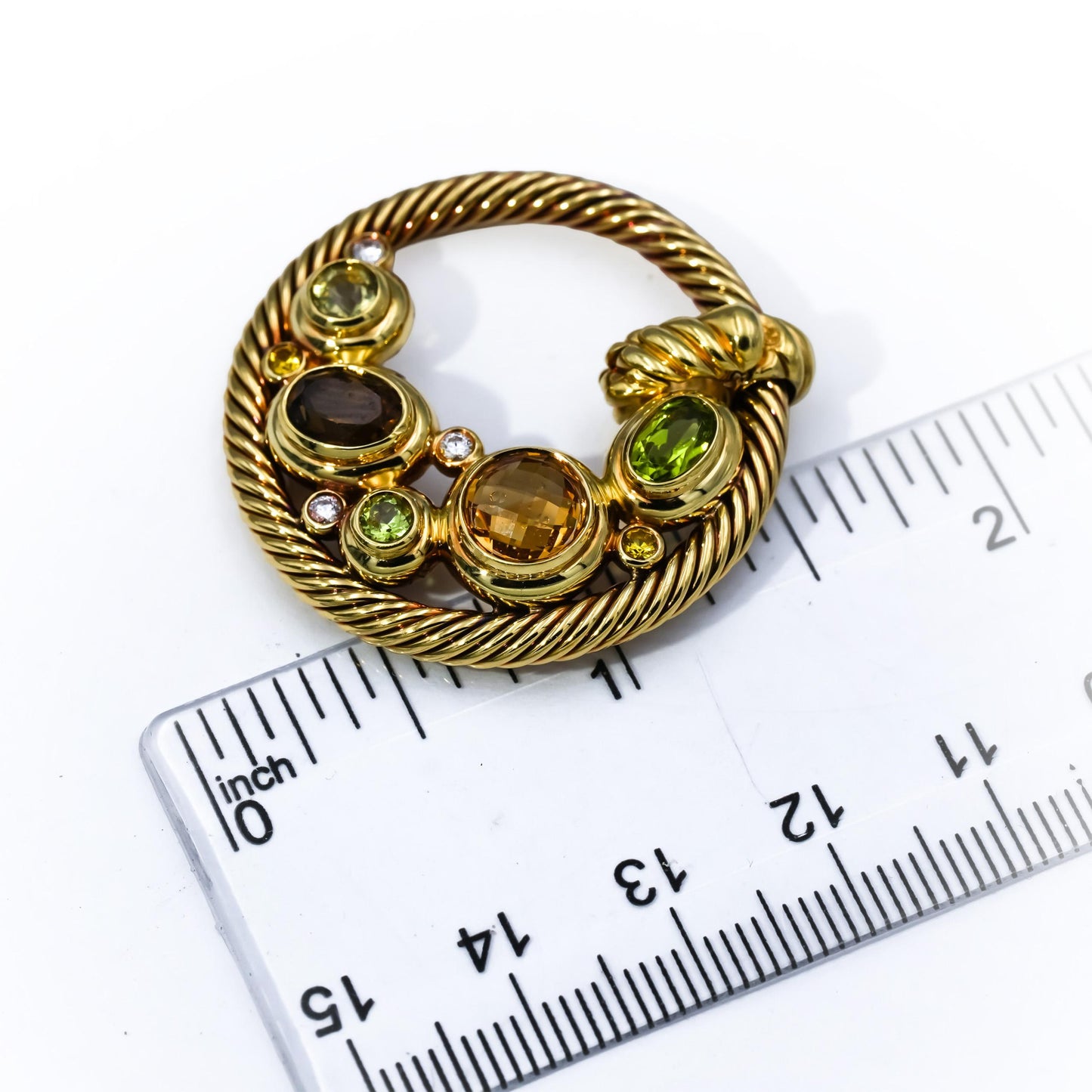 DAVID YURMAN 18k Yellow Gold Diamond & Gemstone Mosaic Collection Pendant 0.12CT