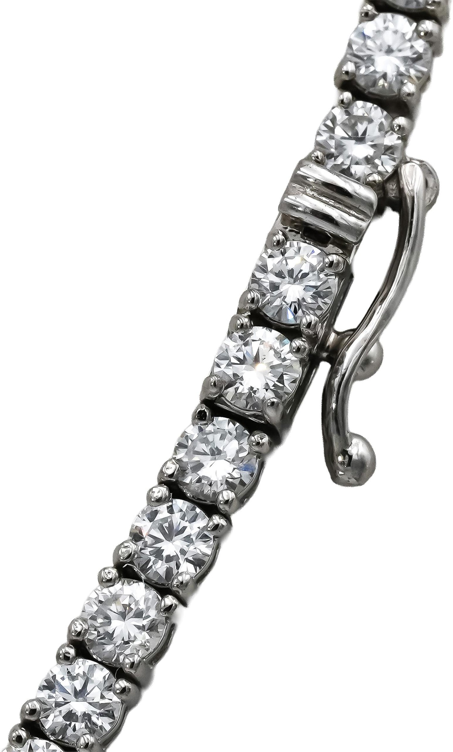 14k White Gold VS Round Lab-Grown Diamond Tennis Necklace 18.32CT
