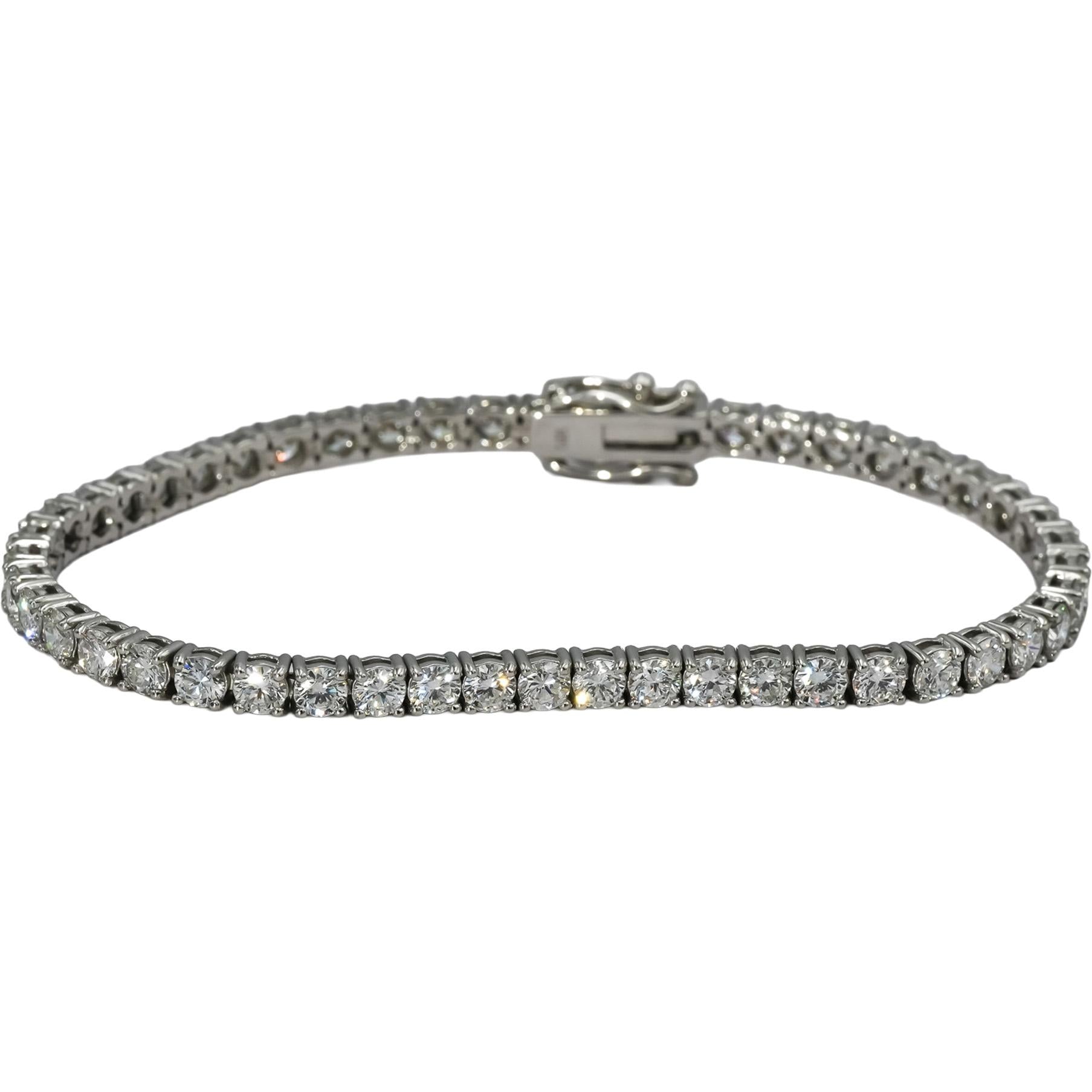 14k White Gold VS Round Lab-Grown Diamond Tennis Bracelet 7.16CT