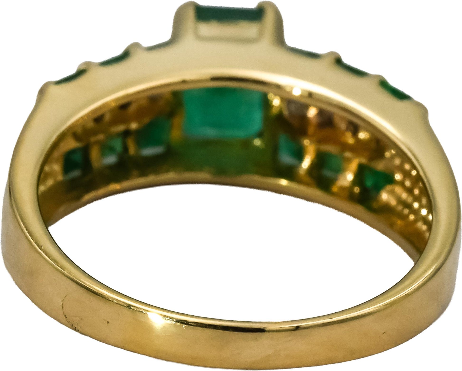 14k Yellow Gold Diamond and Emerald Cocktail Ring 1.72CT Size 8