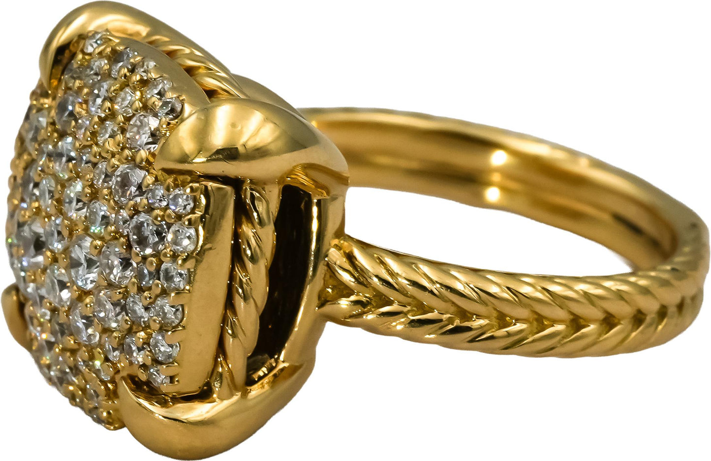 DAVID YURMAN 18k Yellow Gold Round Diamond Chatelaine Ring 1.20CT Size 6.75