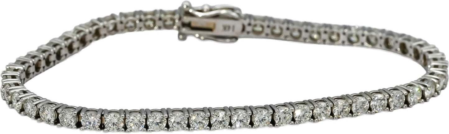 14k White Gold VS Round Diamond Tennis Bracelet 5.72CT