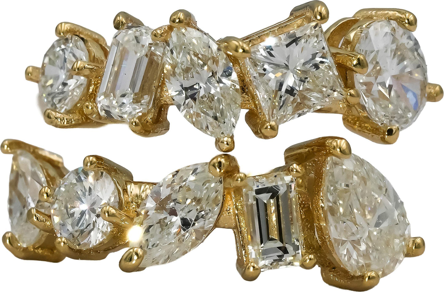 14k Yellow Gold Mixed Cut Diamond Cocktail Ring 2.93CT Size 6