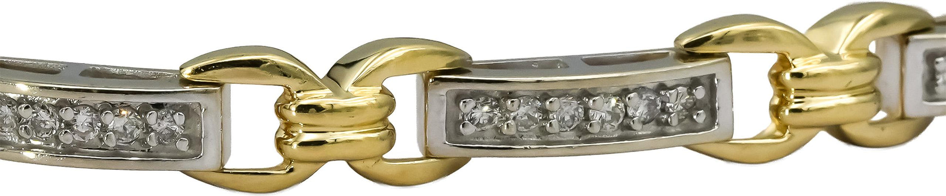 14k Yellow and White Gold Round Diamond Fancy Link Bracelet 0.75CT