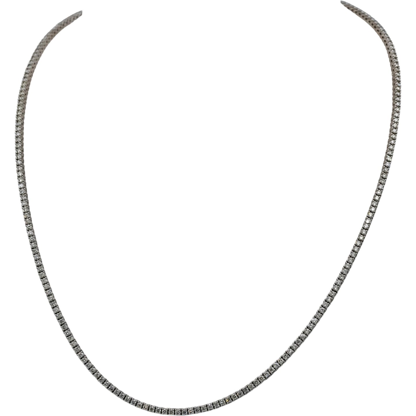 14k White Gold VS Round Diamond Tennis Necklace 3.62CT