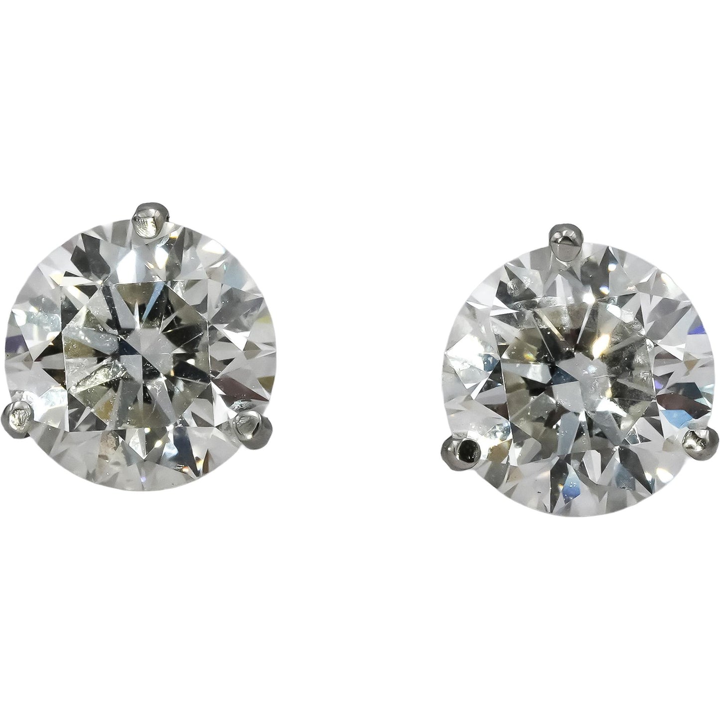 14k White Gold VS Round Lab-Grown Diamond Martini Setting Stud Earrings 4.12CT
