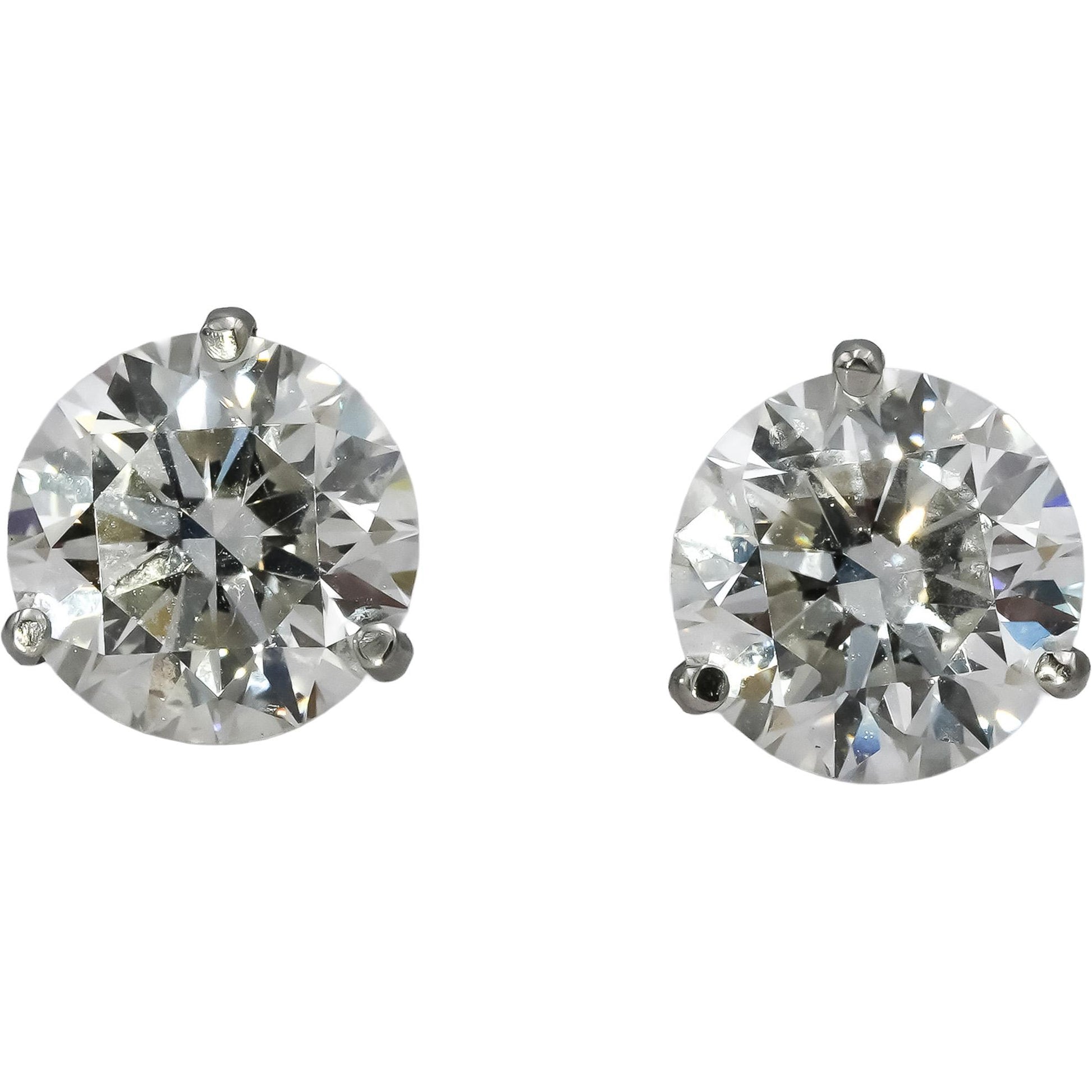 14k White Gold VS Round Lab-Grown Diamond Martini Setting Stud Earrings 4.12CT