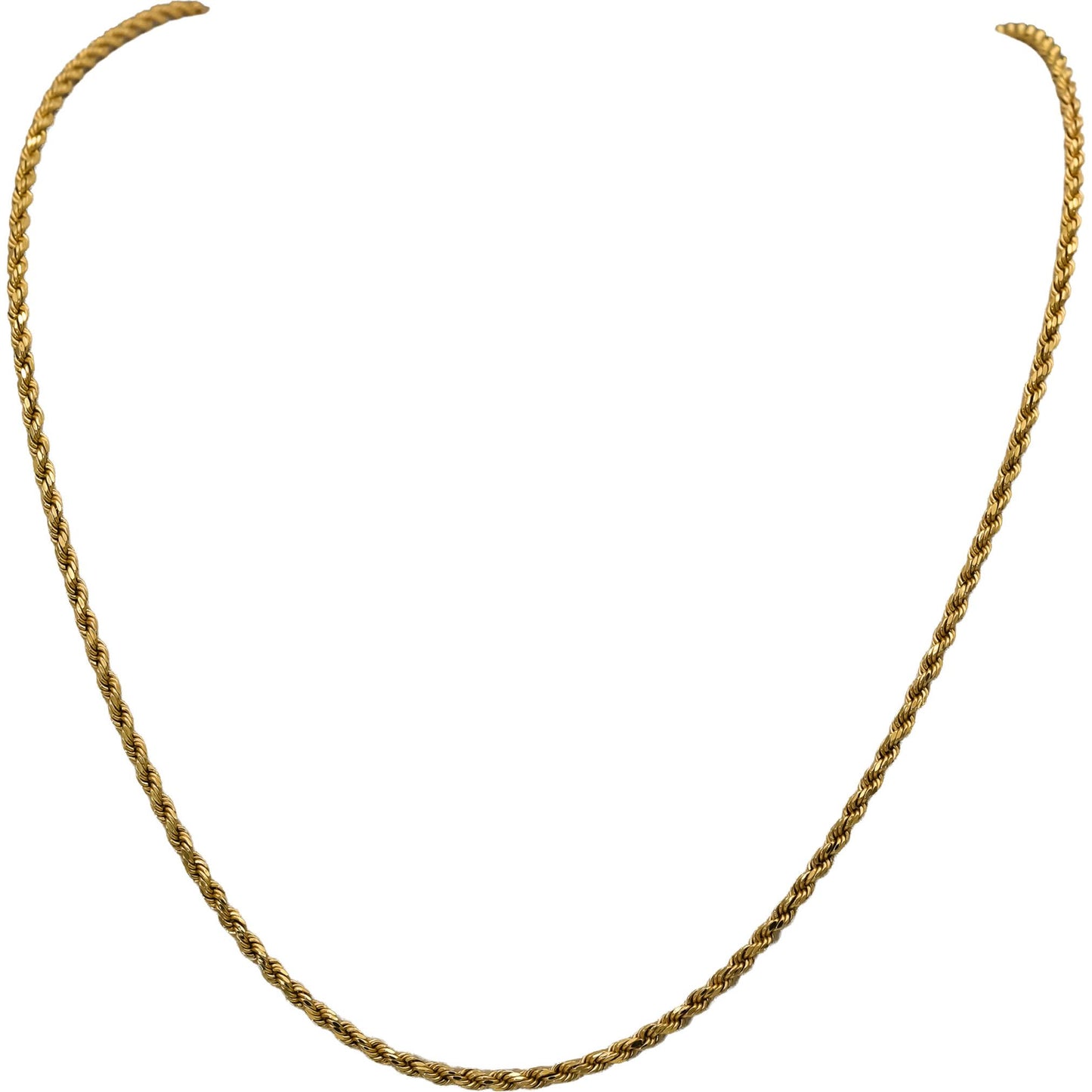 14k Yellow Gold Rope Chain Necklace 2.2mm Wide/19.75in Long