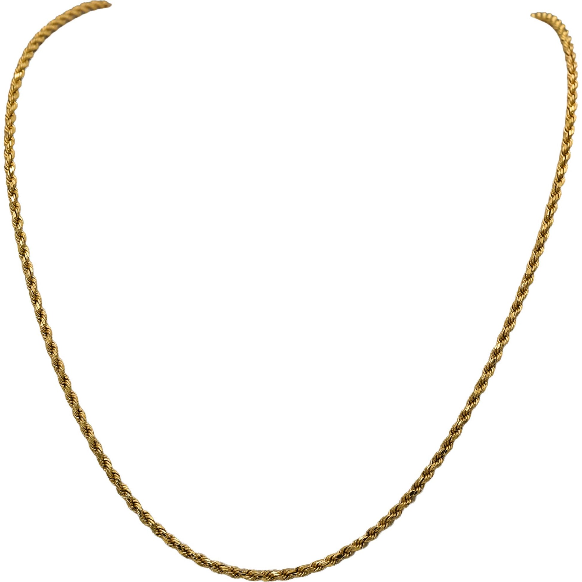 14k Yellow Gold Rope Chain Necklace 2.2mm Wide/19.75in Long