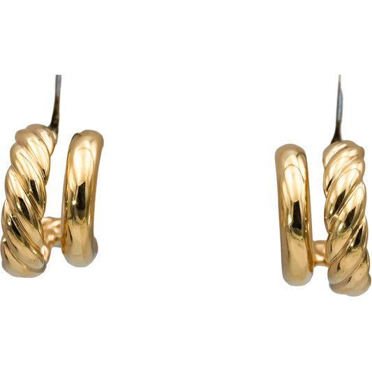 DAVID YURMAN 18k Yellow Gold Mercer Hoop Huggie Earrings 2950 Retail w/ Pouch