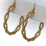 DAVID YURMAN 18k Yellow Gold Diamond Stax Chain Link 36mm Hoop Earrings 1.05CT