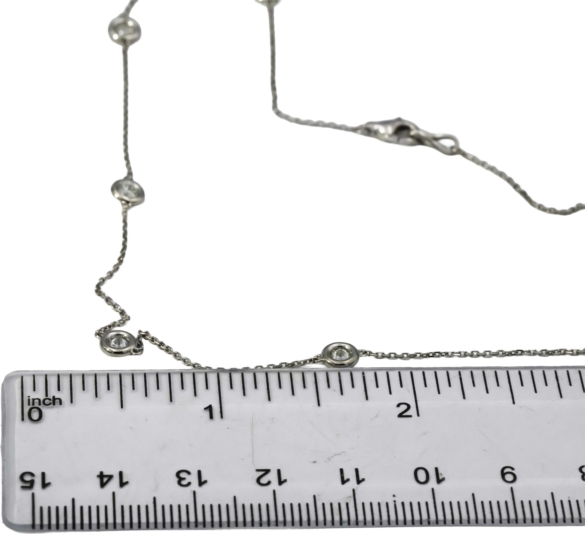 Platinum Round Diamonds By The Yard Chain Necklace 1.15CT 10 Pieces