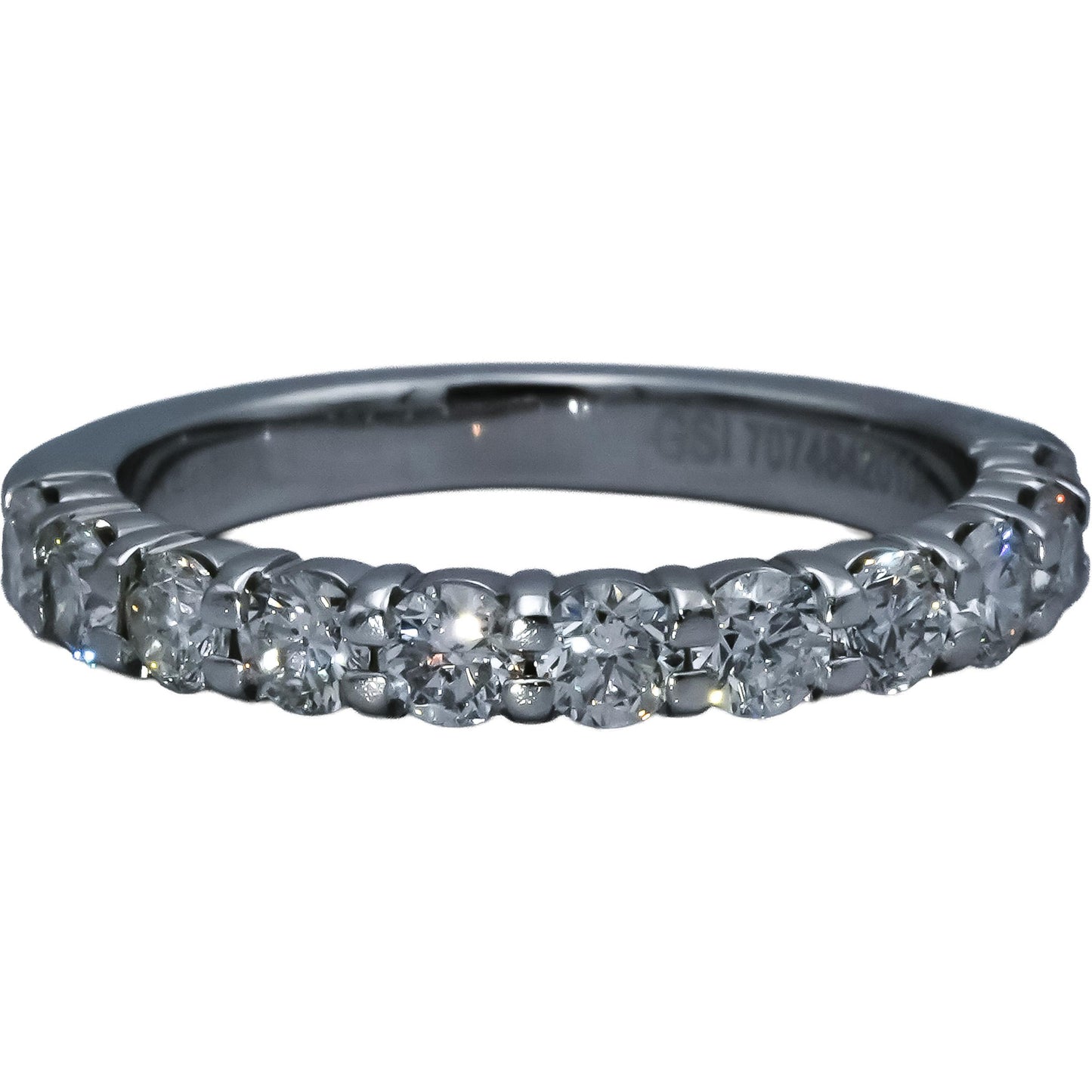 GSI 18k White Gold SI2-I1/E-F Diamond Half Eternity Ring 1.01CT Size 6 11 Pieces