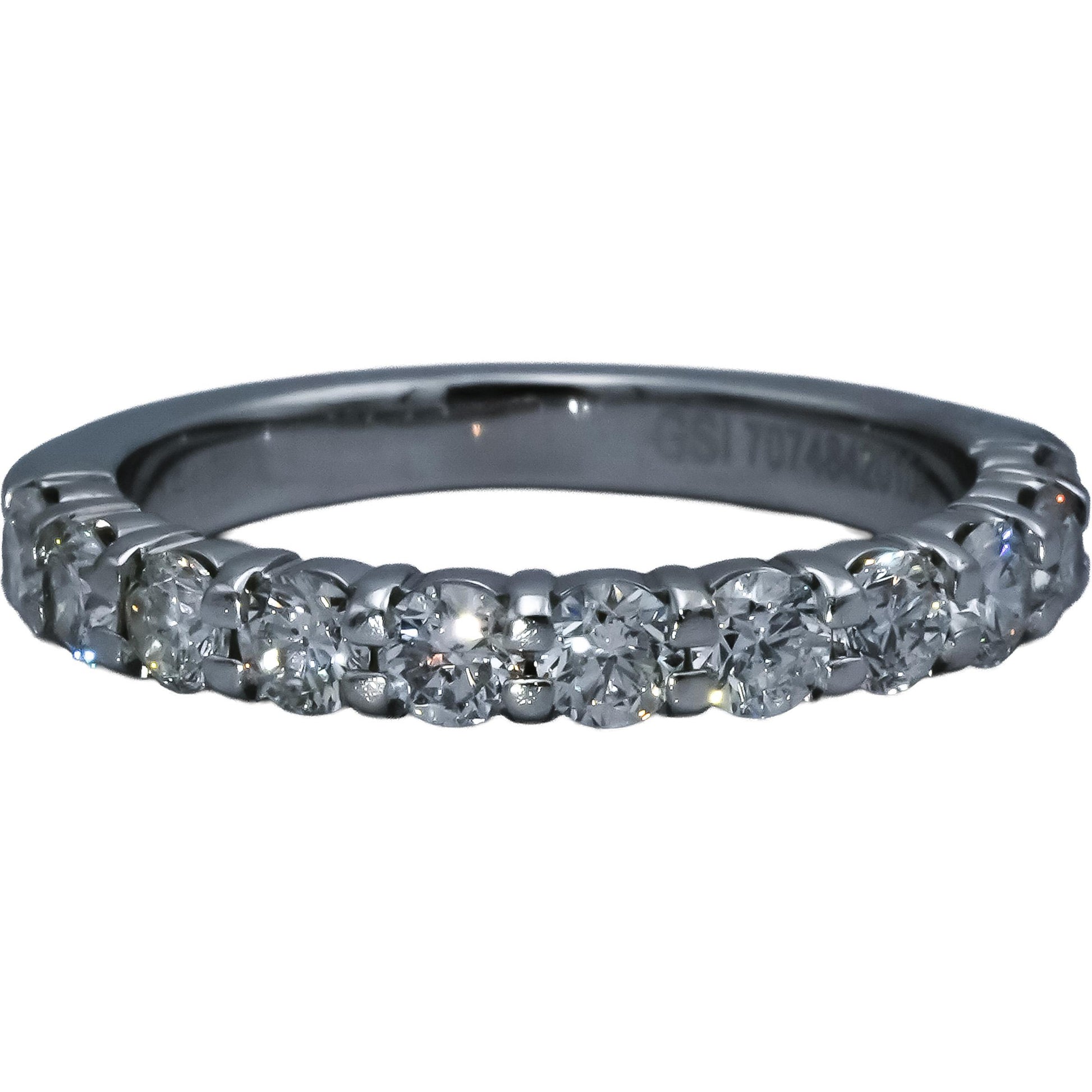 GSI 18k White Gold SI2-I1/E-F Diamond Half Eternity Ring 1.01CT Size 6 11 Pieces