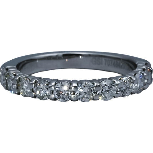 GSI 18k White Gold SI2-I1/E-F Diamond Half Eternity Ring 1.01CT Size 6 11 Pieces