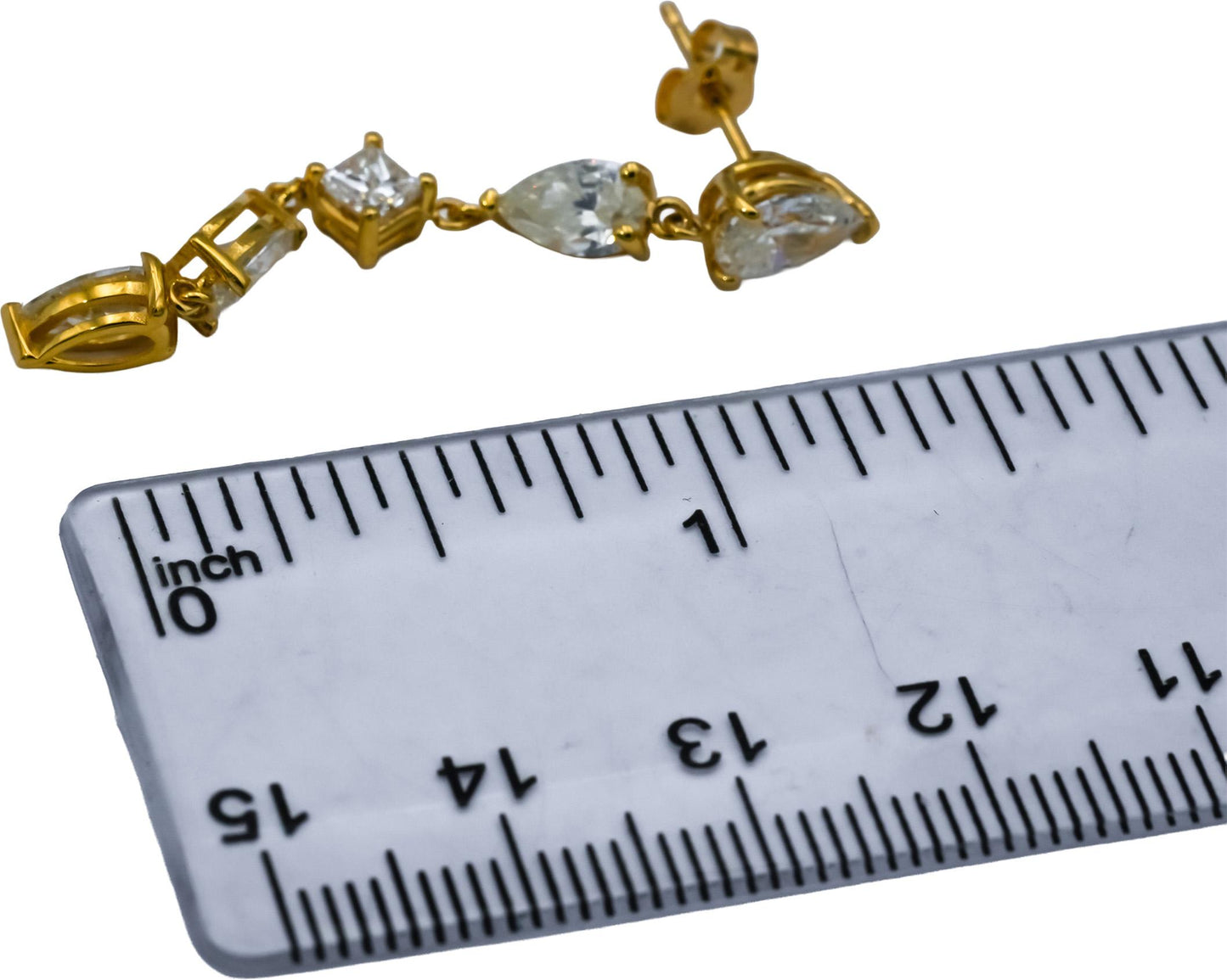 14k Yellow Gold Pear and Princess Cut Diamond Dangle Earrings 4.79CT