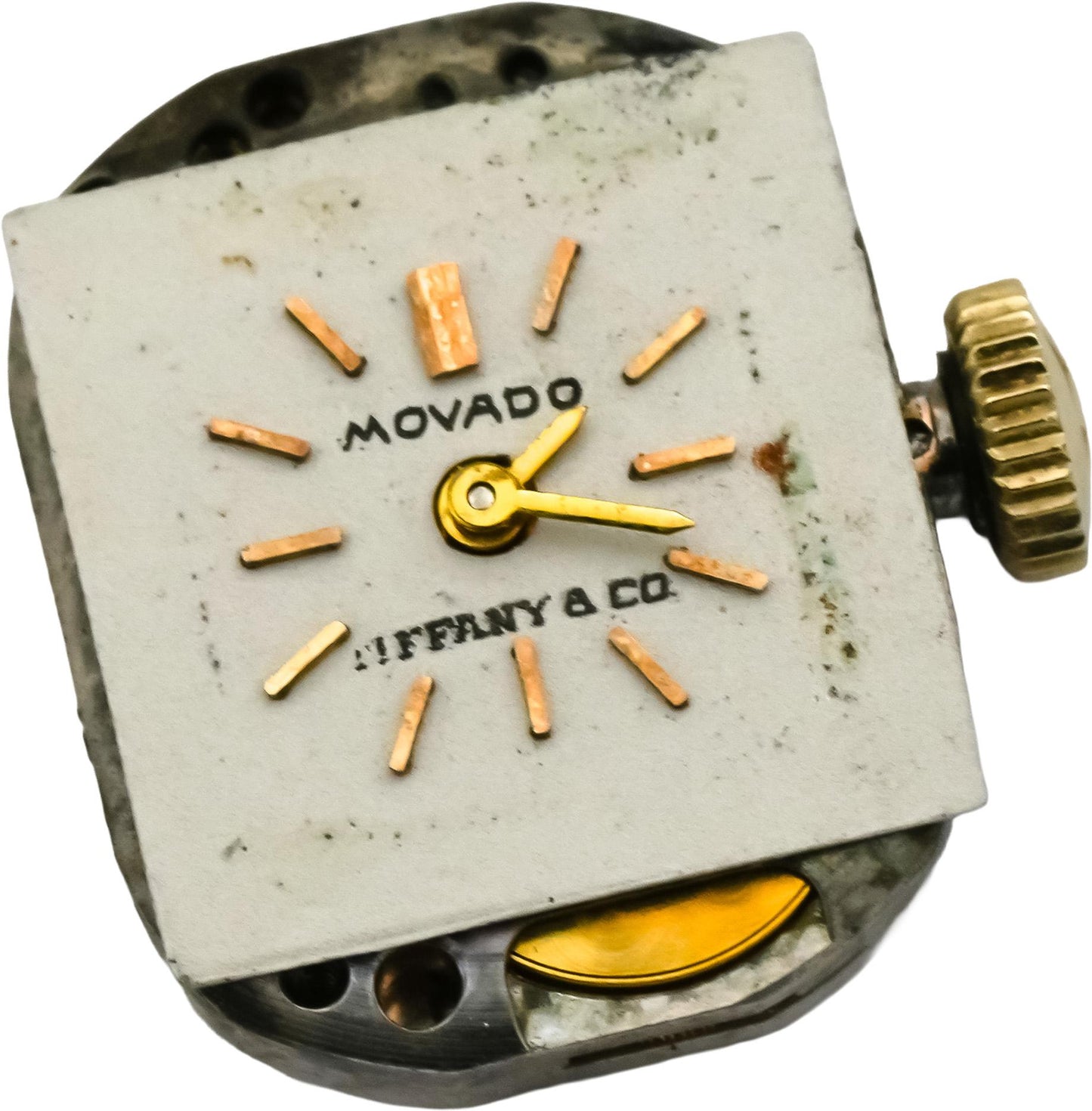 MOVADO 14k Yellow Gold Tiffany & Co. Dial Diamond Ruby Mechanical Watch 1.35CT