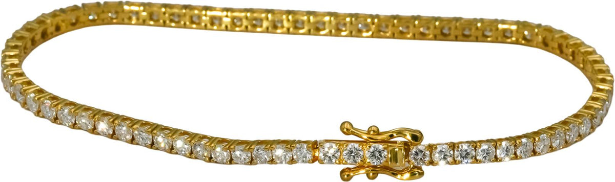 14k Yellow Gold VS1-VS2/D-F Lab-Grown Diamond Tennis Bracelet 3.48CT