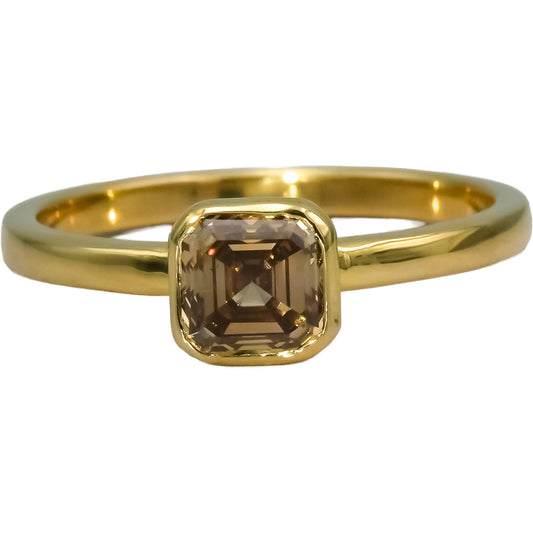 14k Yellow Gold VS Fancy Color Asscher Cut Diamond Solitaire Ring 1.0CT Size 6.5