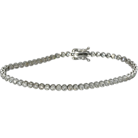 14k White Gold VS Round Bezel Set Diamond Tennis Bracelet 2.86CT