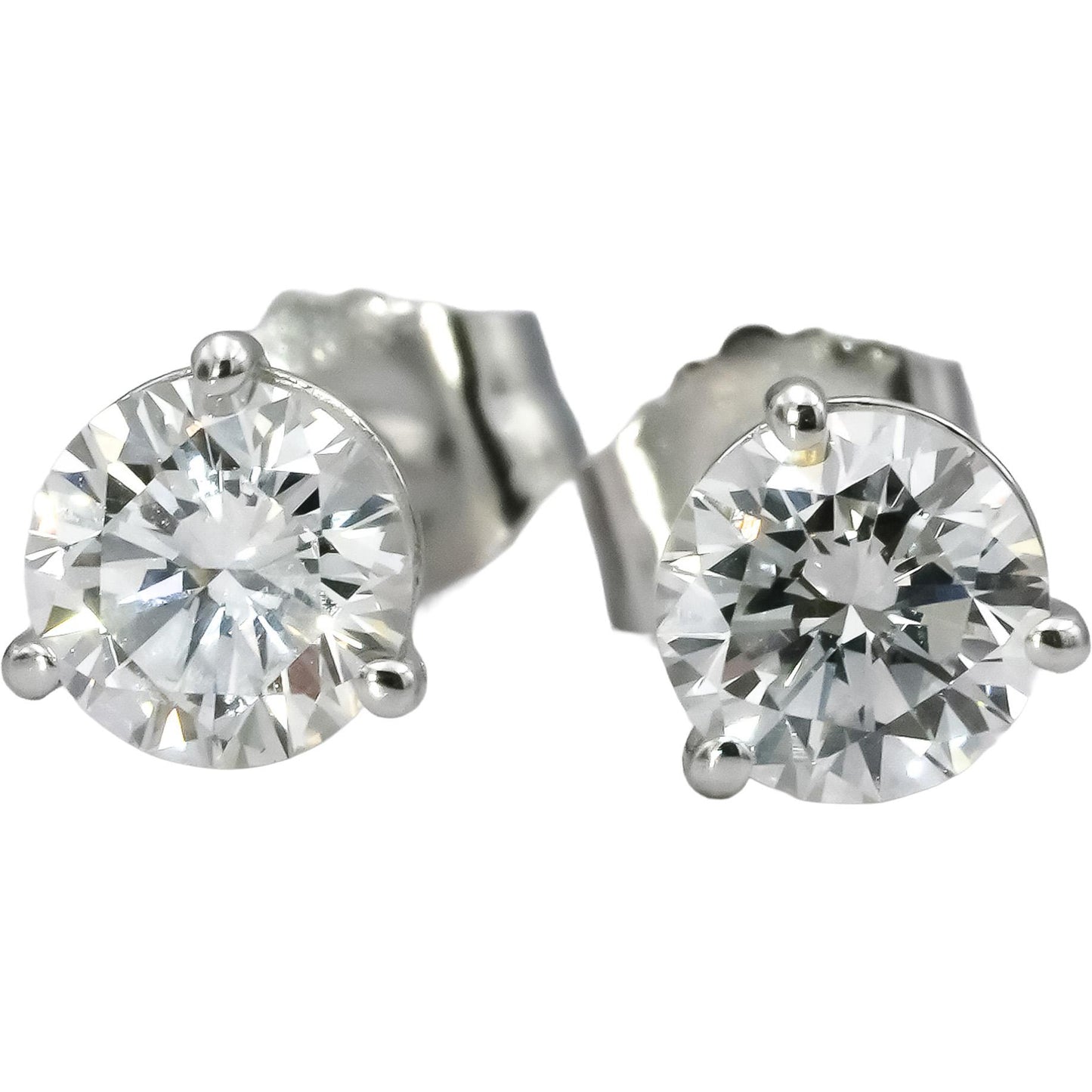 14k White Gold VS Round Lab-Grown Diamond Stud Earrings 0.87CT