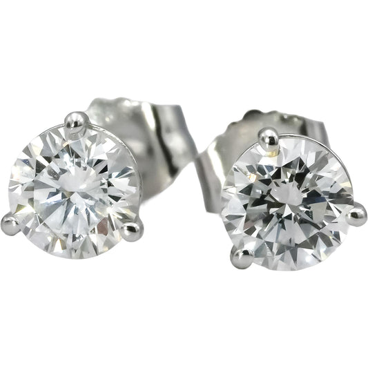14k White Gold VS Round Lab-Grown Diamond Stud Earrings 0.87CT