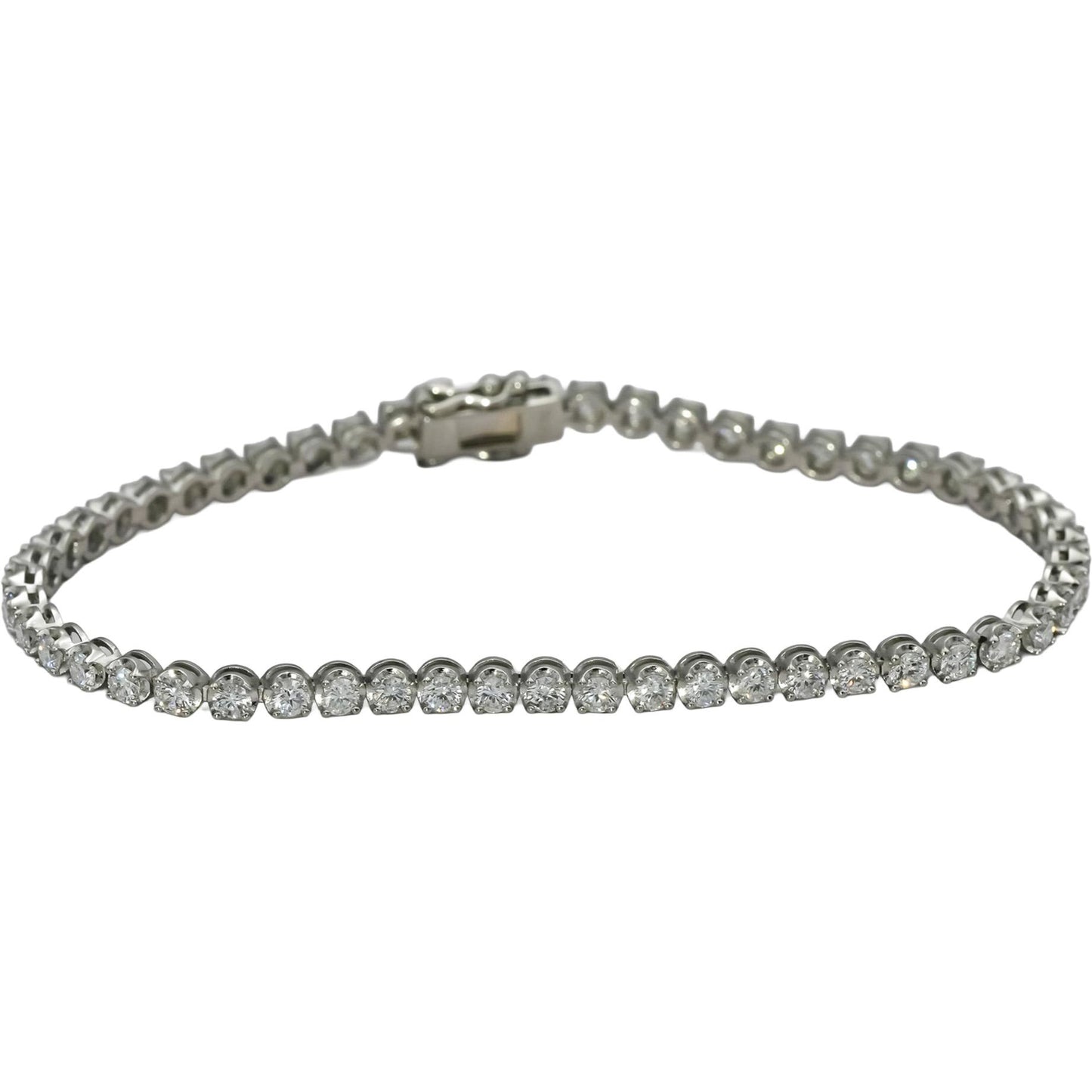 Platinum Round Natural Diamond Tennis Bracelet 3.13CT