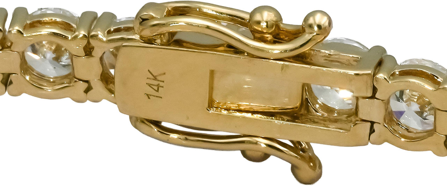 14k Yellow Gold VS Round Lab-Grown Diamond Tennis Bracelet 11.95CT