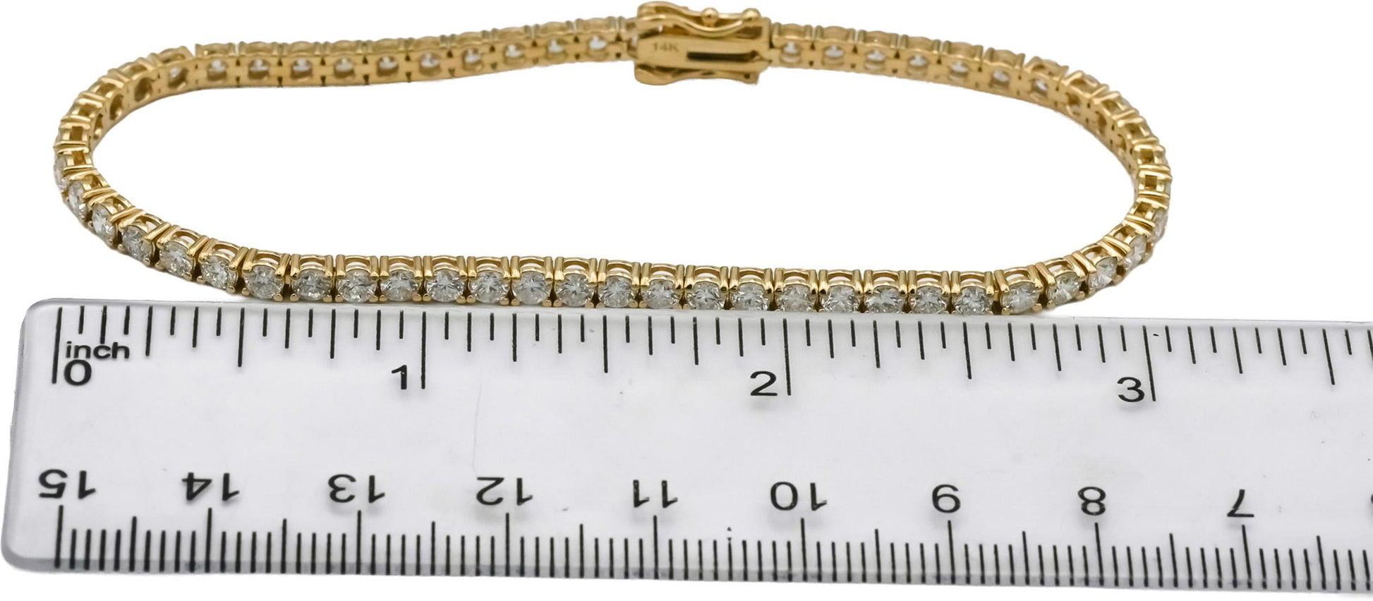 14k Yellow Gold Round Natural Diamond Tennis Bracelet 4.55CT