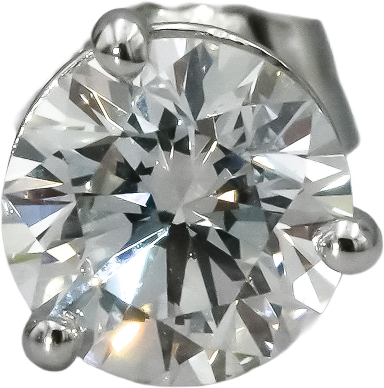 14k White Gold VS Round Lab-Grown Diamond Stud Earrings 1.32CT