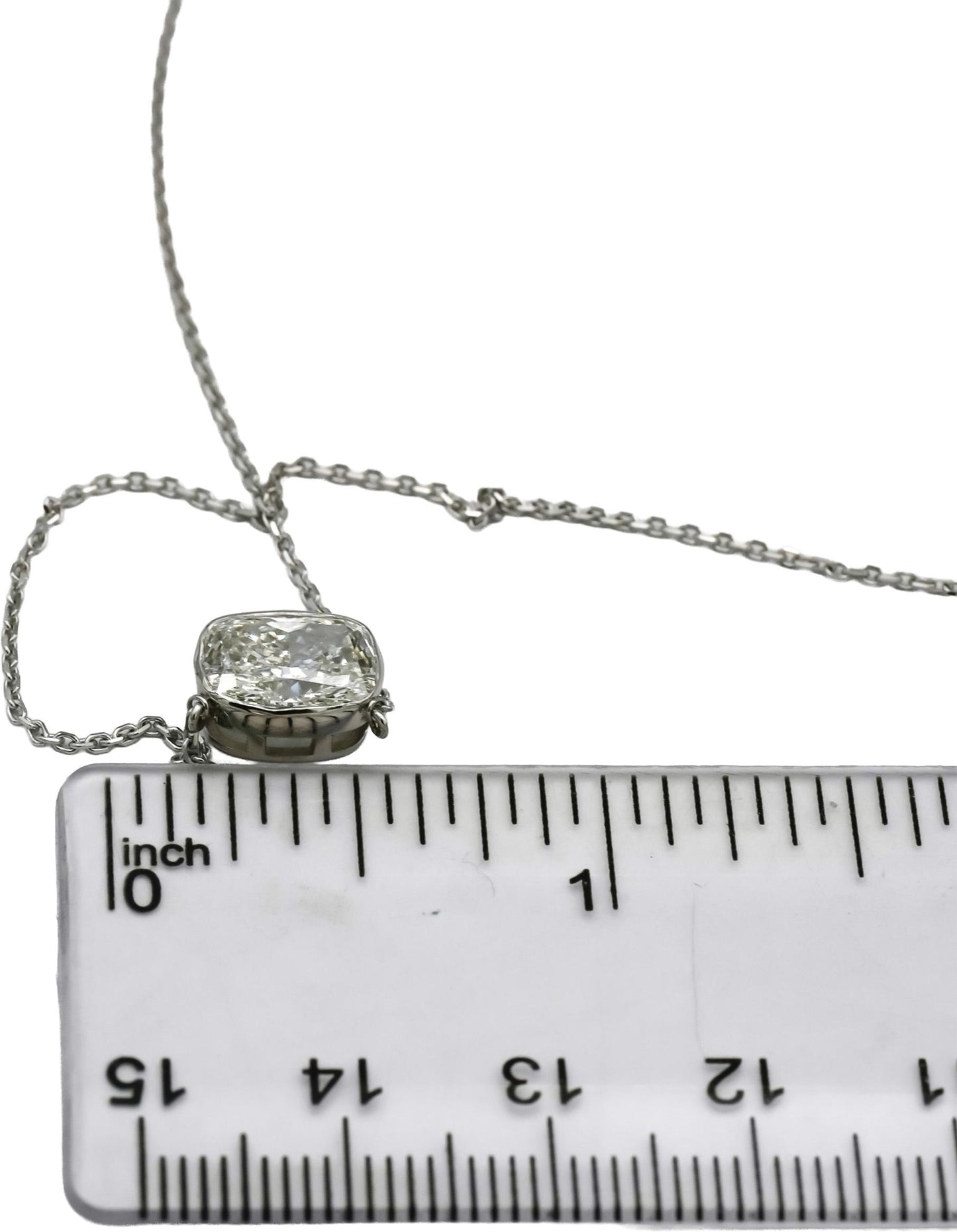 14k White Gold VS Cushion Cut Lab-Grown Diamond Pendant Necklace 1.92CT