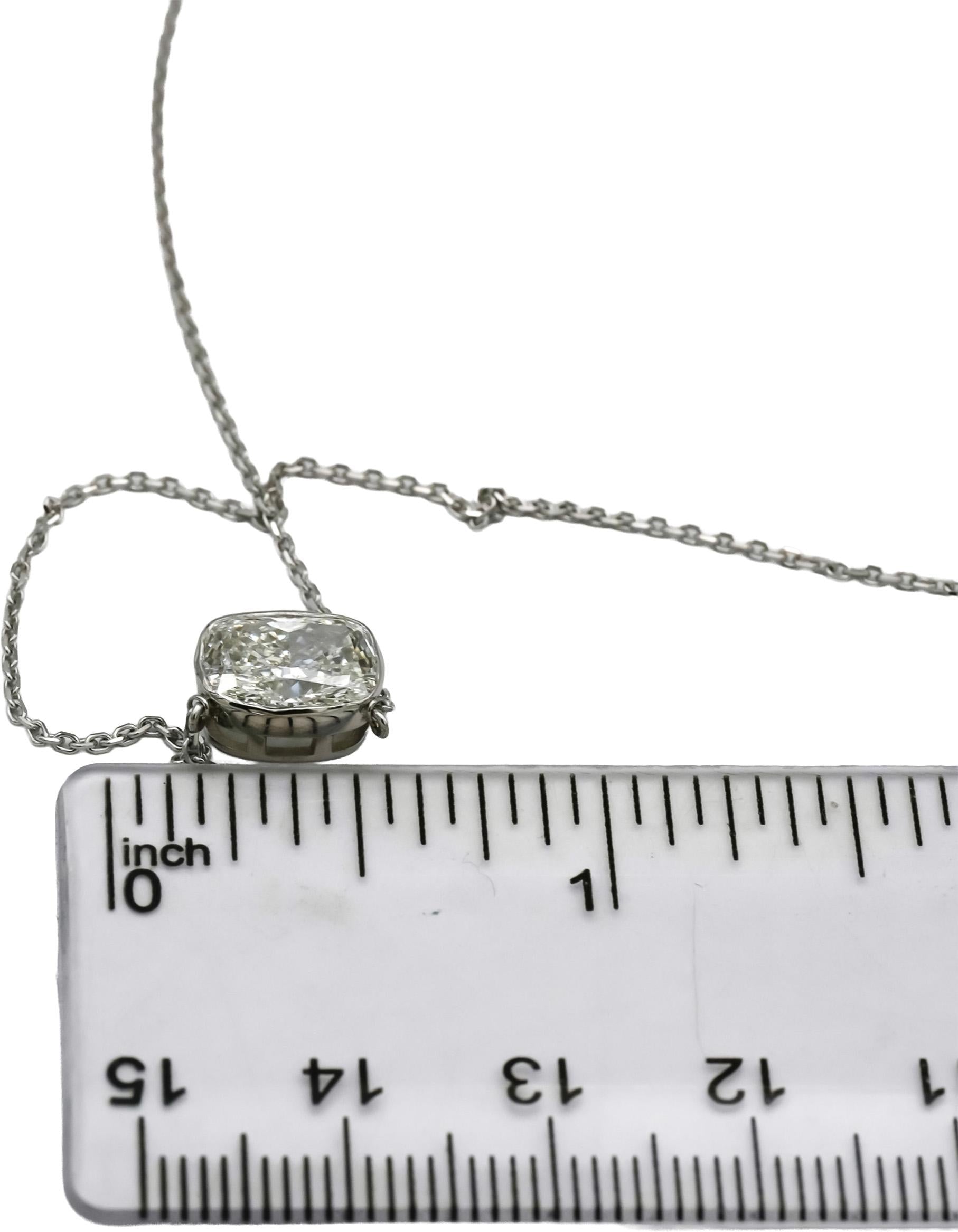 14k White Gold VS Cushion Cut Lab-Grown Diamond Pendant Necklace 1.92CT