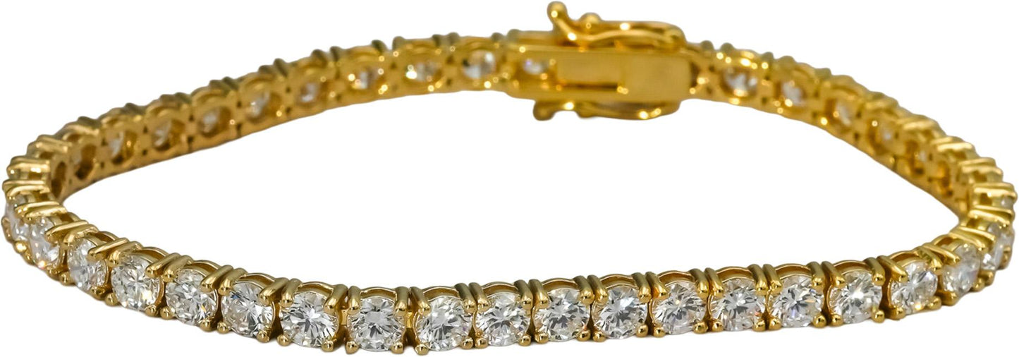 14k Yellow Gold VS Round Lab-Grown Diamond Tennis Bracelet 9.75CT