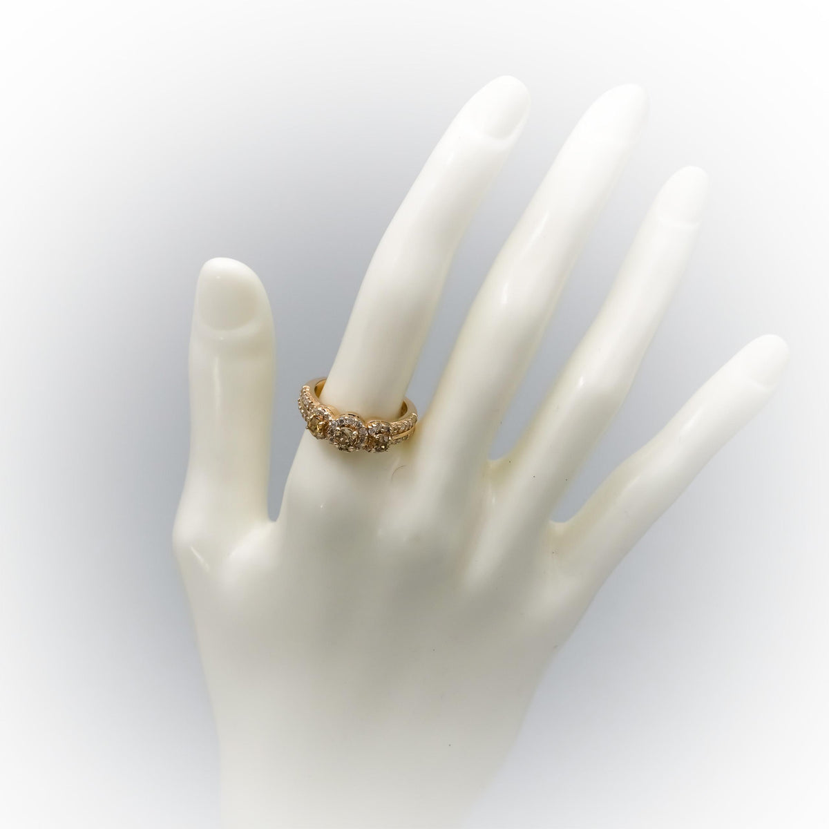 14k Yellow Gold Round Diamond Halo Ring 1.0CT Size 6.75