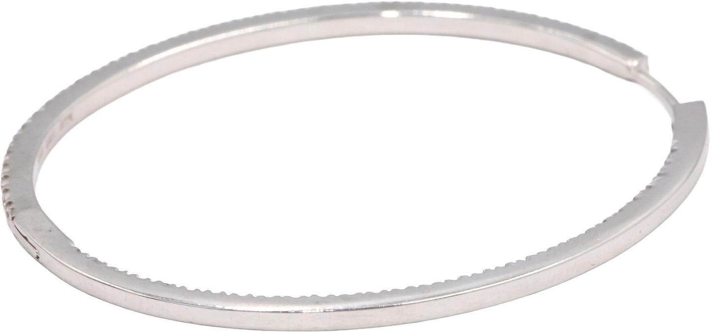18k White Gold VS Round Diamond Large Oval Hoop Earrings 2.0CT