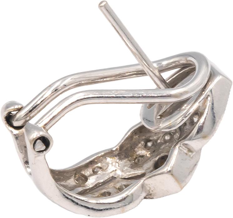 18k White Gold 0.70CT Diamond Curved Huggie Earrings