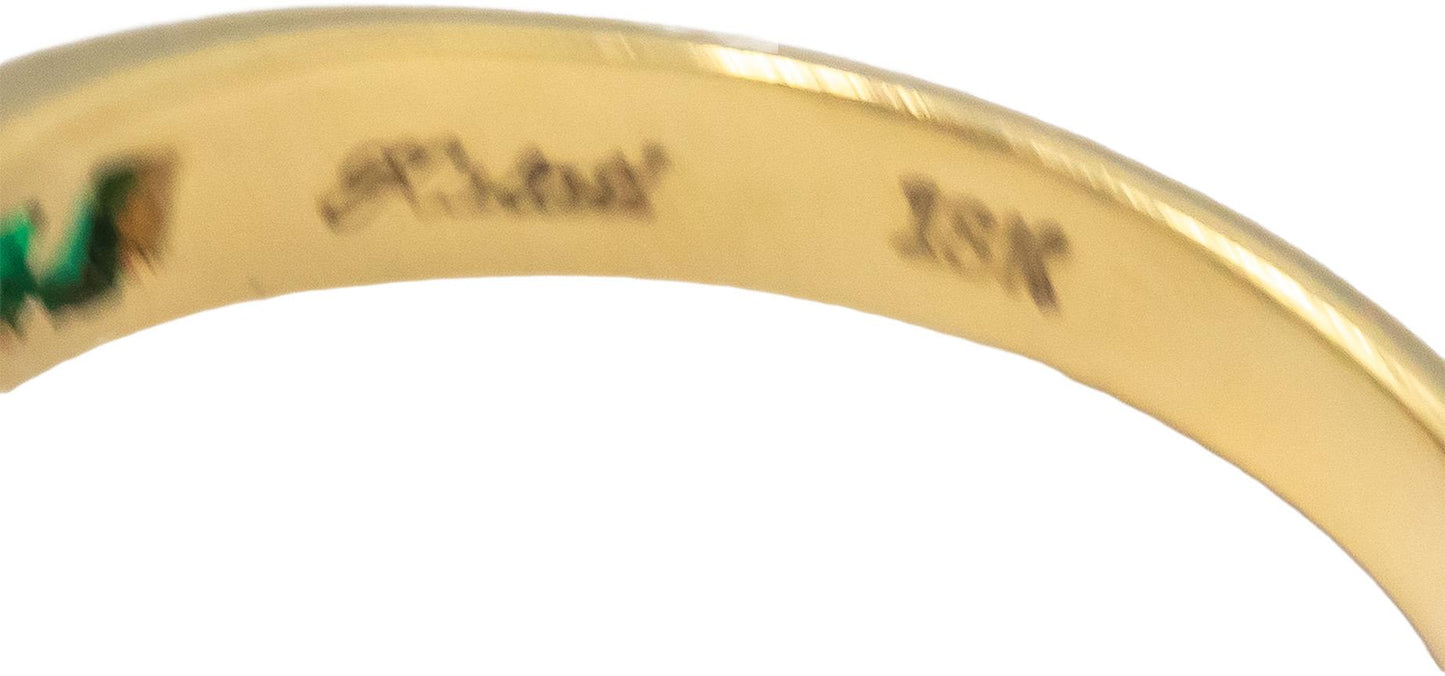 KALATI 18k Yellow & White Gold 0.68CT Diamond and Emerald Butterfly Ring Size 6