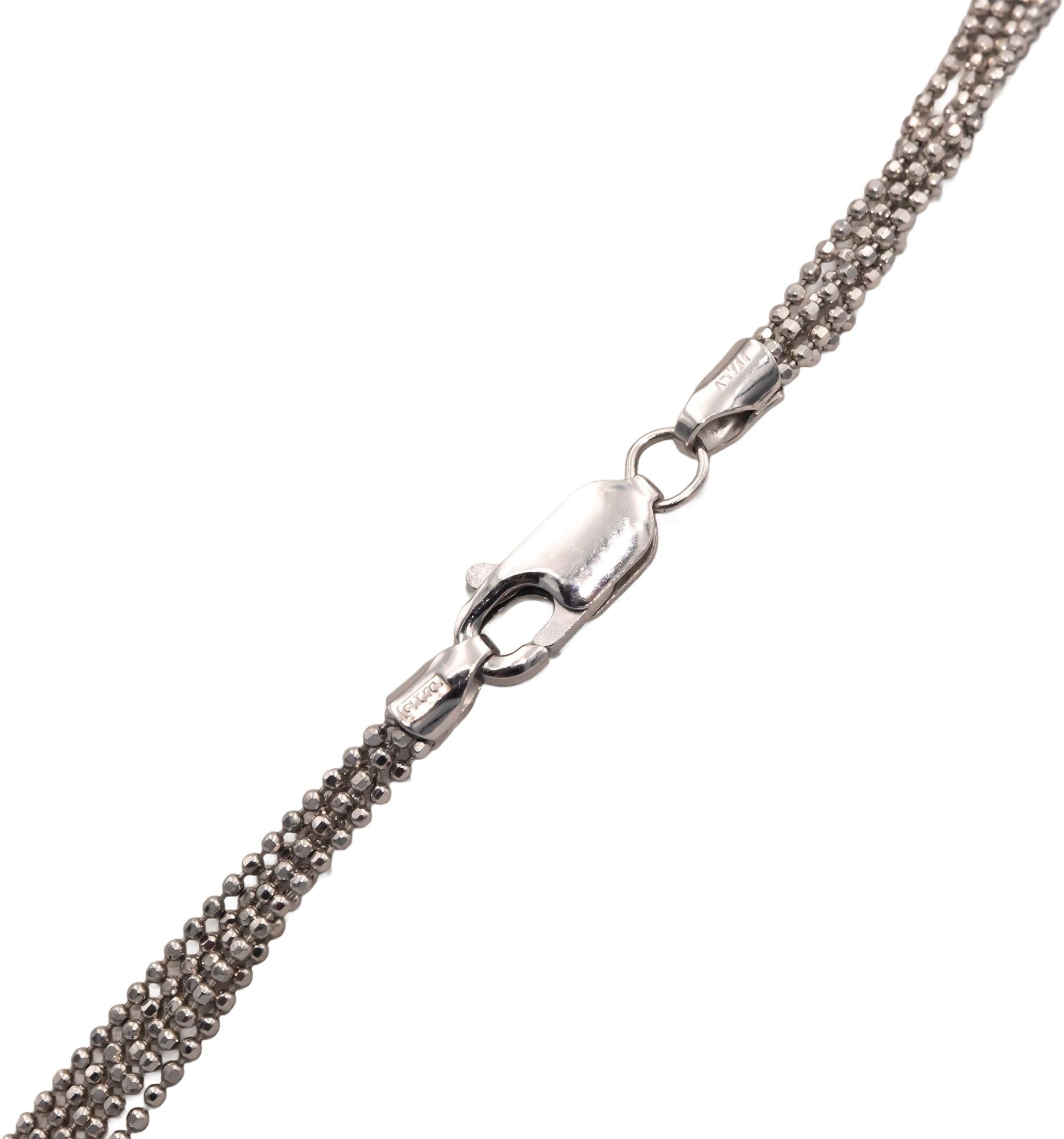 14k White Gold 0.13CT Diamond Filigree Heart Locket Pendant Multi-Chain Necklace