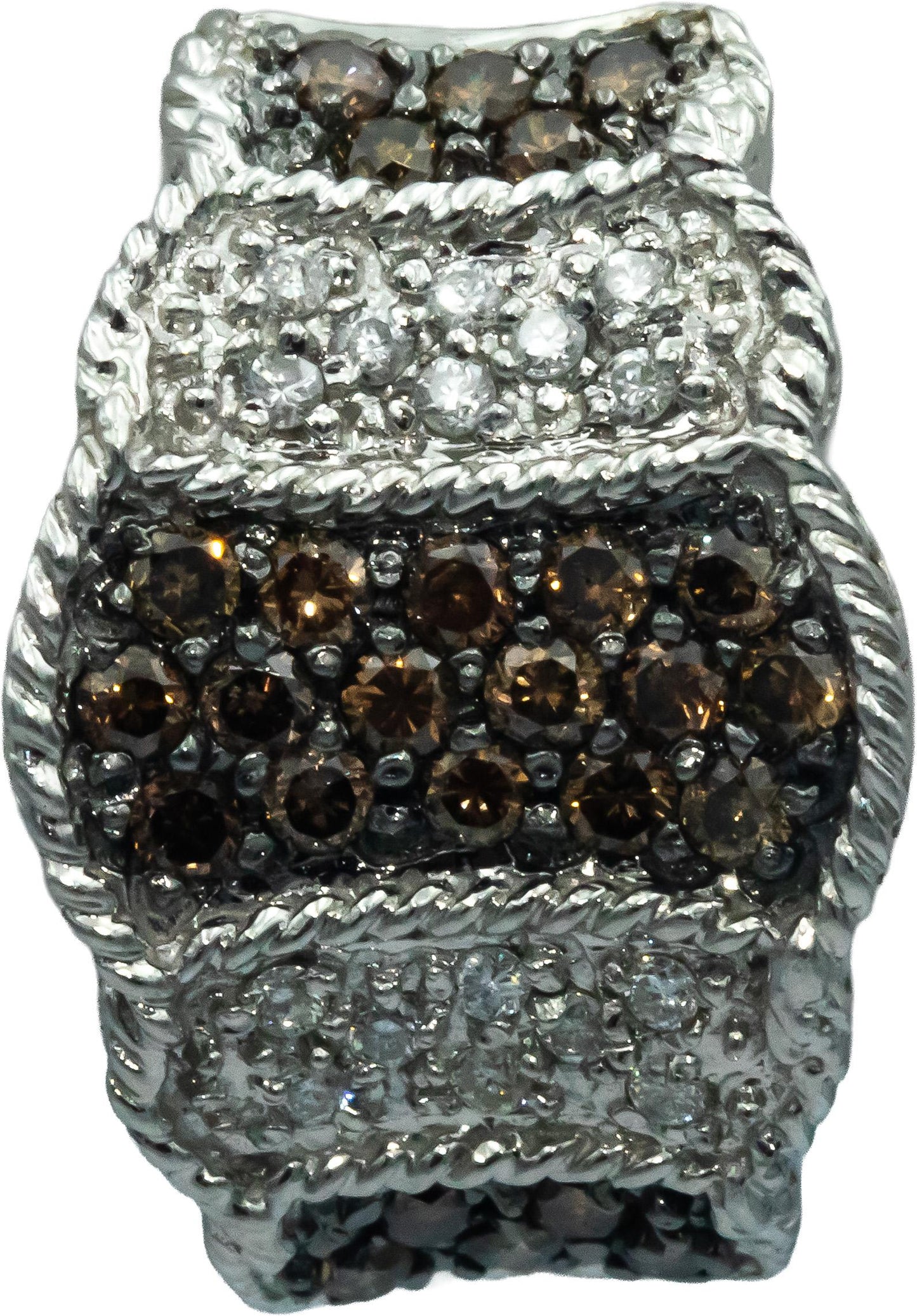 14k White Gold 1.25CT White and Brown Diamond Cluster Curved Earrings