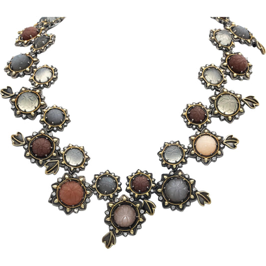 STAMBOLIAN 18k Gold Sterling Silver Diamond Assorted Gems Jumbo Necklace 4.34CT