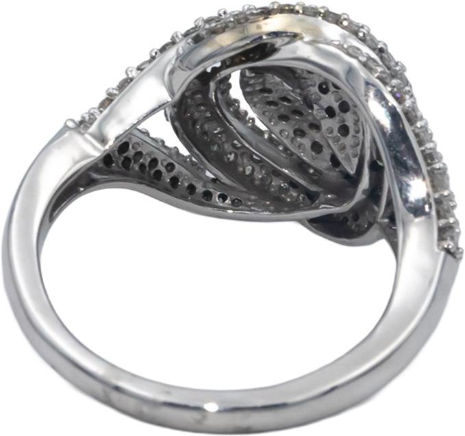 10k White Gold Round Diamond Cluster Knot Swirl Ring 1.0CT Size 7.25