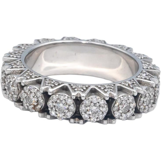 14k White Gold Round Diamond Eternity Band Ring 1.25CT Size 10.75