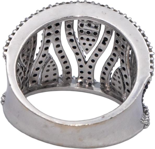 10k White Gold 0.50CT White and Black Diamond Wide Band Ring Size 7