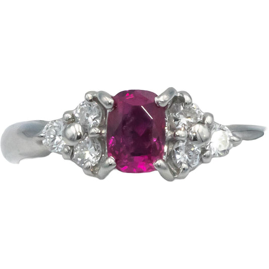Platinum 0.88CT Diamond and Pink Sapphire Ring Size 6