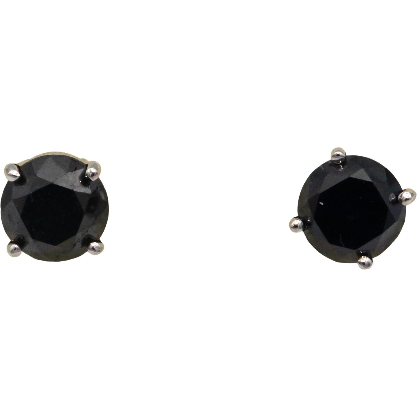 14k White Gold 2.85CT Round Cut Black Diamond Stud Earrings