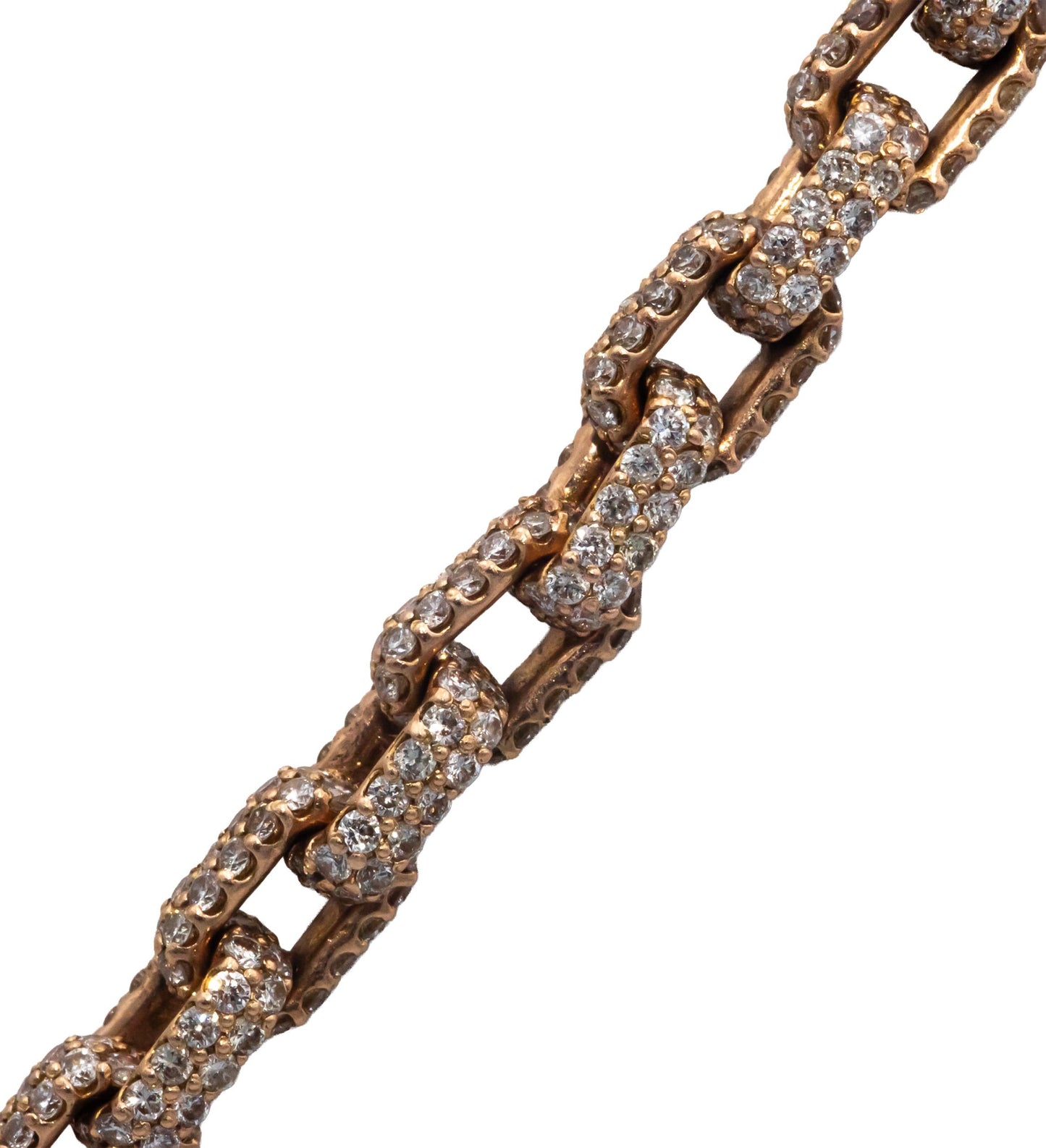 Diamond 14k Rose Gold Pave Iced Out Anchor Link 21.75" Long Necklace 32.69CT